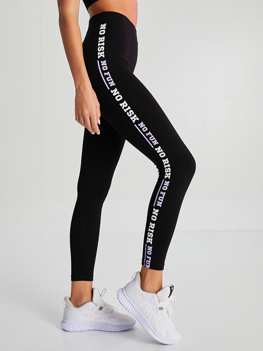 Elastic Waist Slogan Printed Women's Tights