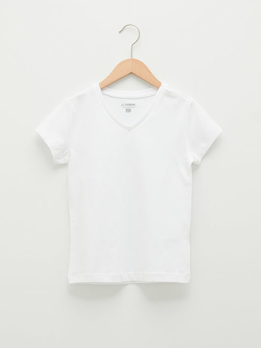 V-Neck Basic Short Sleeve Boy's Undershirt