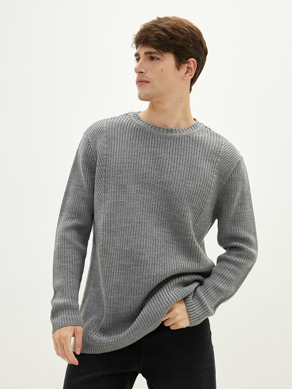 Crew Neck Long Sleeve Men's Knitwear Sweater