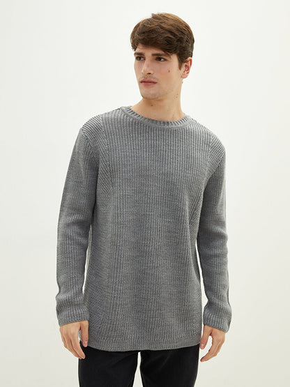 Crew Neck Long Sleeve Men's Knitwear Sweater