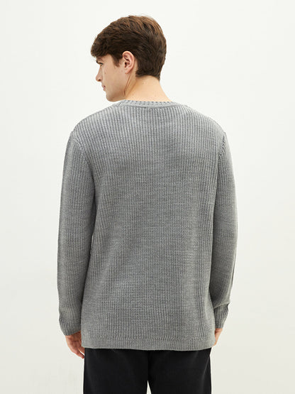 Crew Neck Long Sleeve Men's Knitwear Sweater