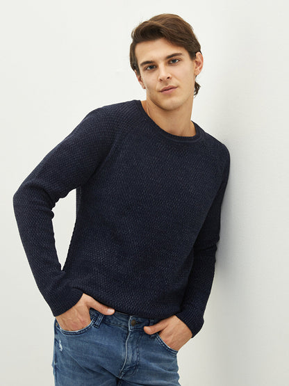 Crew Neck Long Sleeve Thick Men's Knitwear Sweater