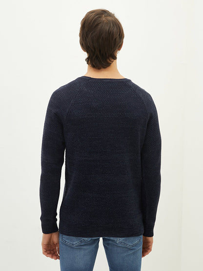 Crew Neck Long Sleeve Thick Men's Knitwear Sweater