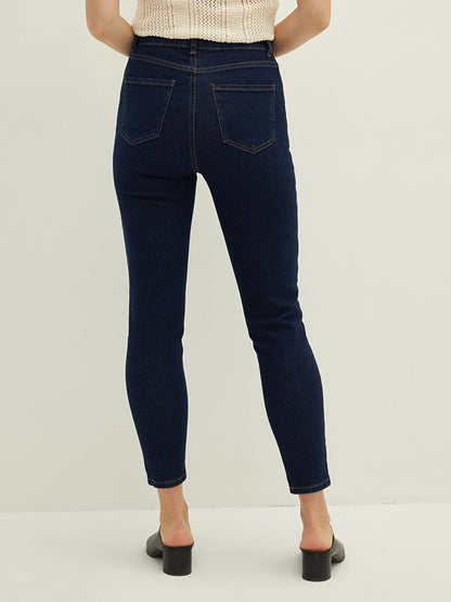 High Waist Slim Fit Straight Pocket Detailed Women's Rodeo Jean Trousers