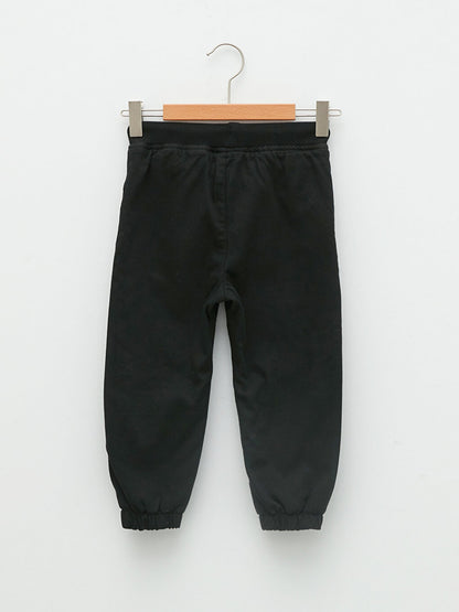 Basic Gabardine Baby Boy Trousers with Ribbed Waist