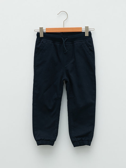 Basic Gabardine Baby Boy Trousers with Ribbed Waist