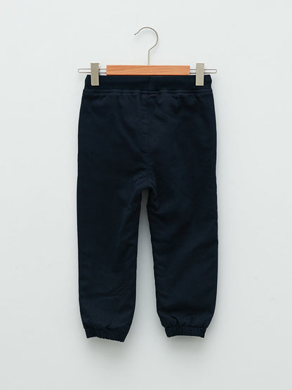 Basic Gabardine Baby Boy Trousers with Ribbed Waist