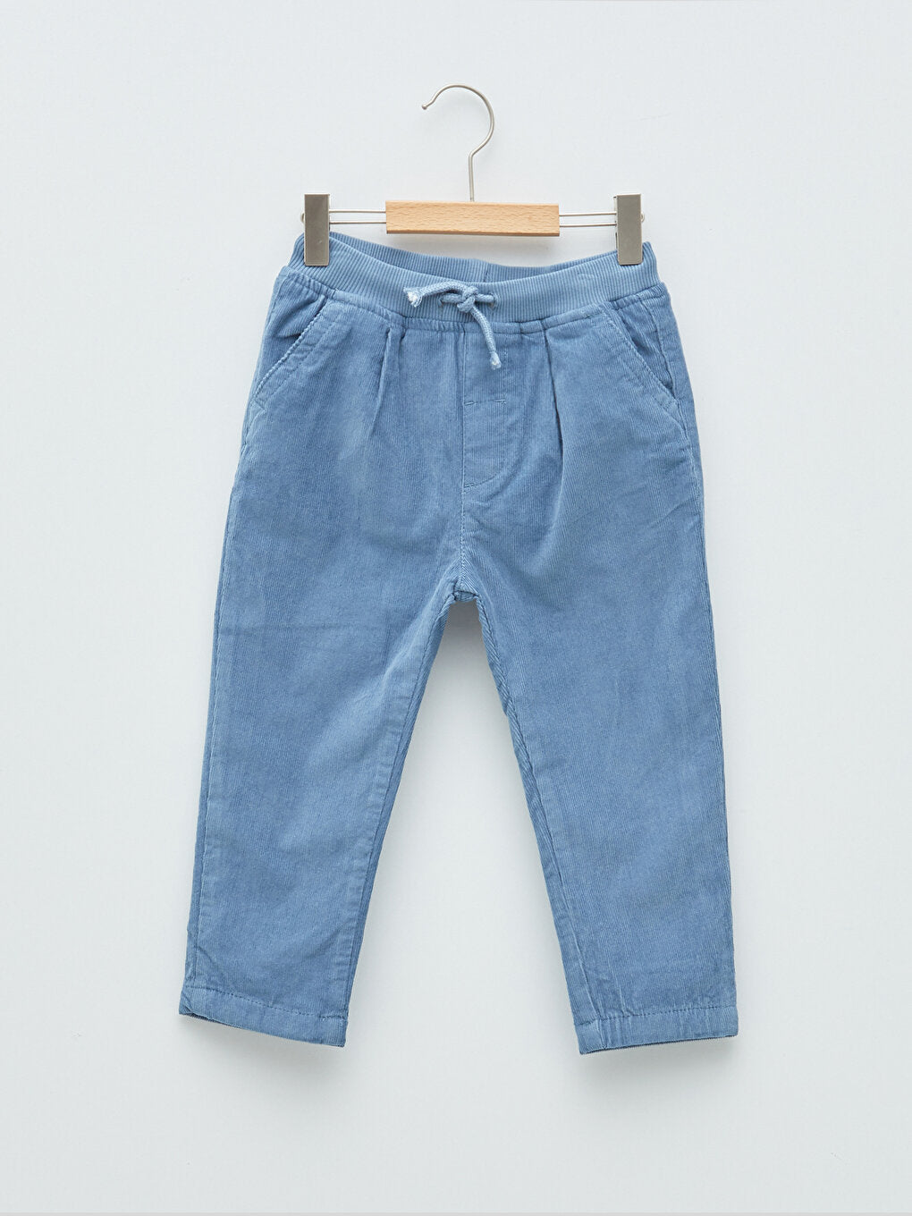 Basic Velvet Baby Boy Trousers with Ribbed Waist