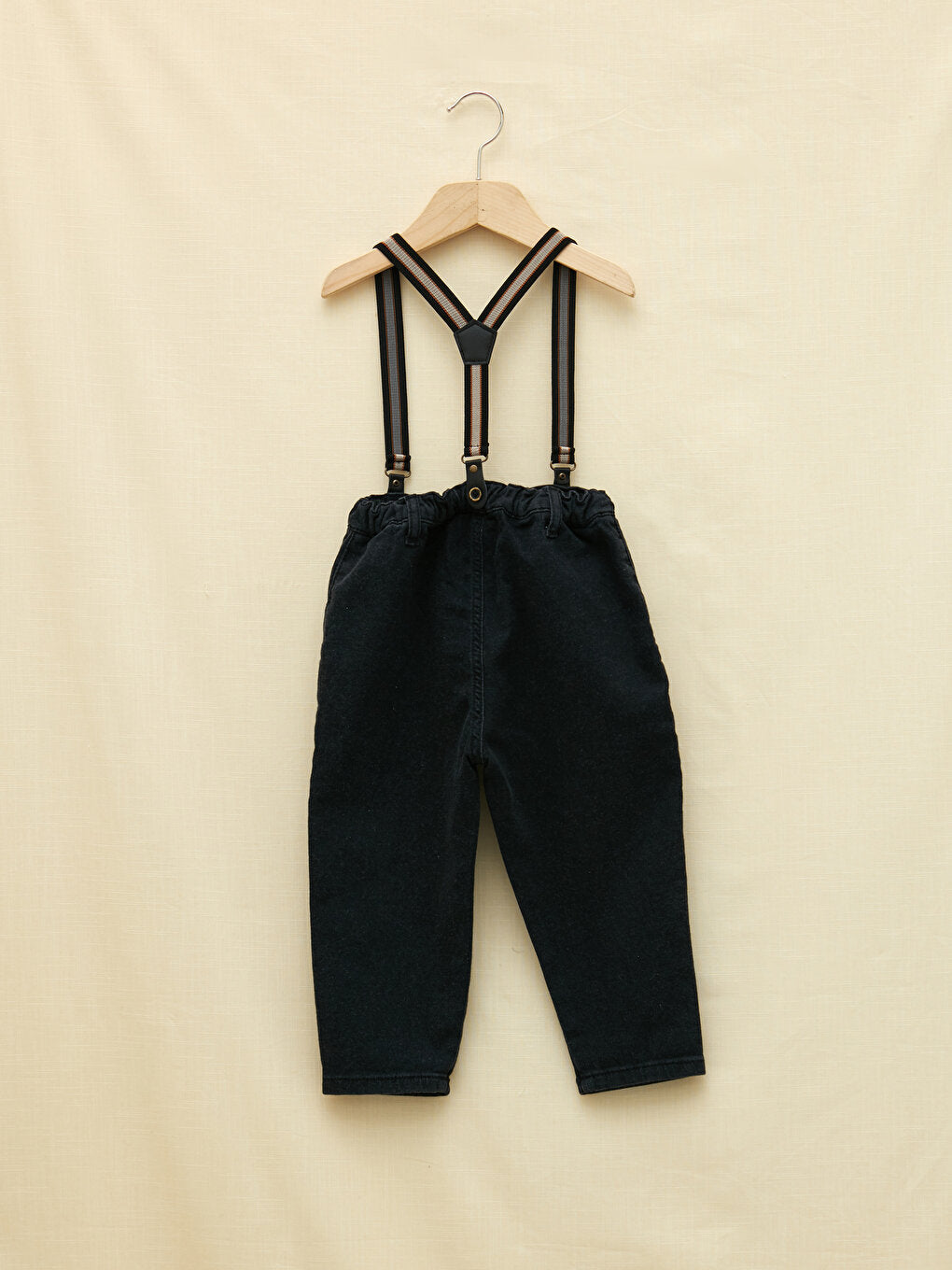 Basic Baby Boy Jeans with Elastic Waist and Trouser Suspenders 2-Piece Set