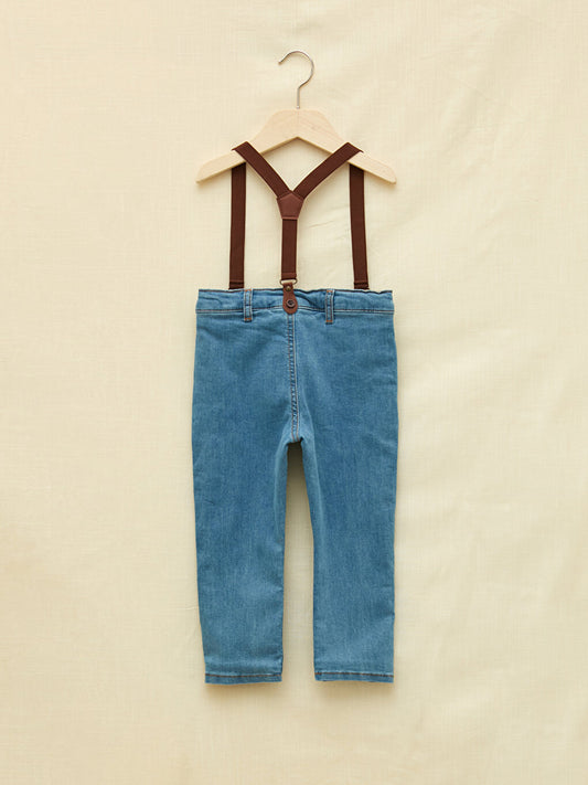 Basic Baby Boy Jean Pants and Trouser Suspenders 2-Piece Set