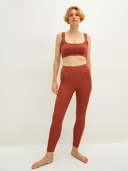 Women's Leggings with Elastic Waist and Transparent Detail