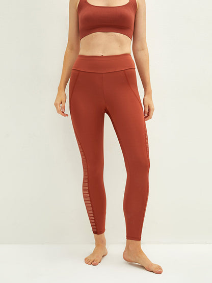 Women's Leggings with Elastic Waist and Transparent Detail