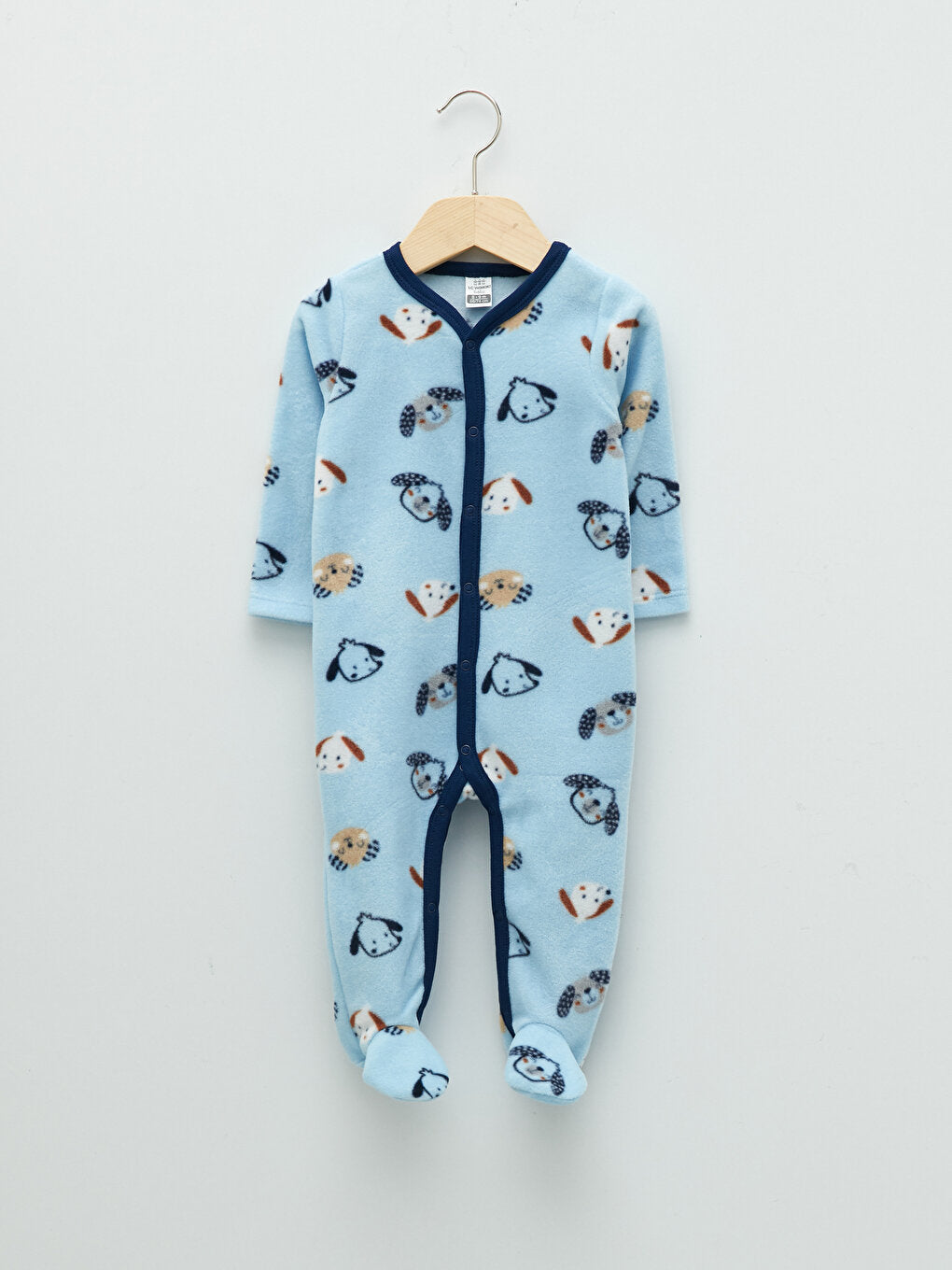 V-Neck Long Sleeve Printed Fleece Baby Boy Jumpsuit