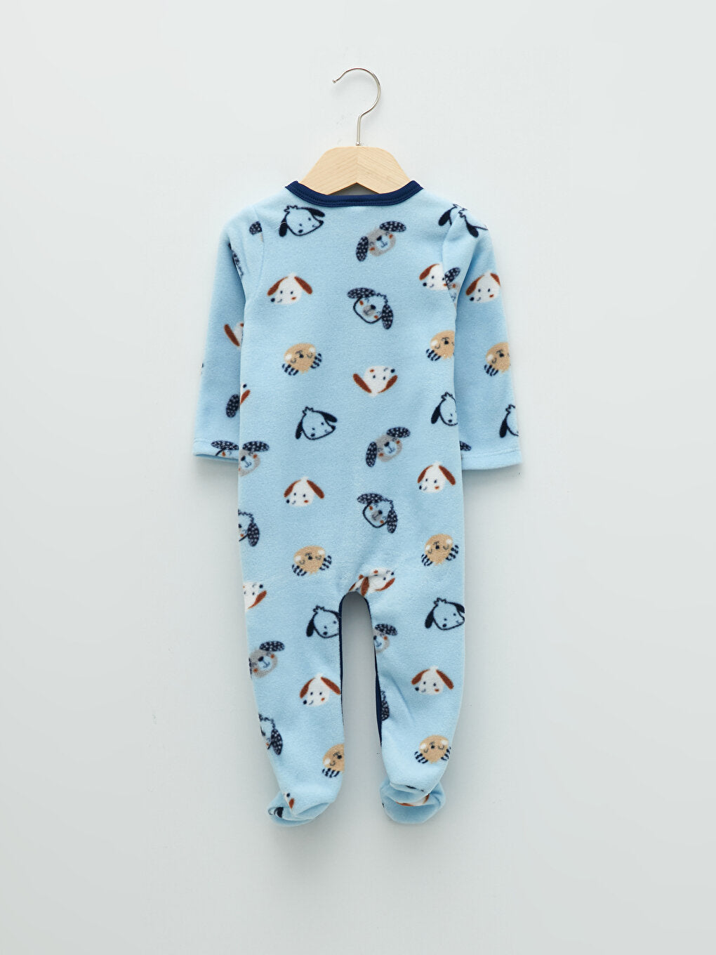 V-Neck Long Sleeve Printed Fleece Baby Boy Jumpsuit