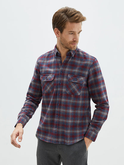 Regular Fit Long Sleeve Plaid Men's Lumberjack Shirt Jacket