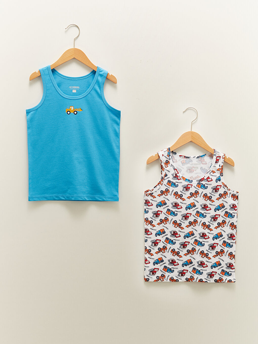 Crew Neck Printed Cotton Boys Undershirt 2-pack