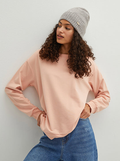 Crew Neck Plain Long Sleeve Women's Sweatshirt