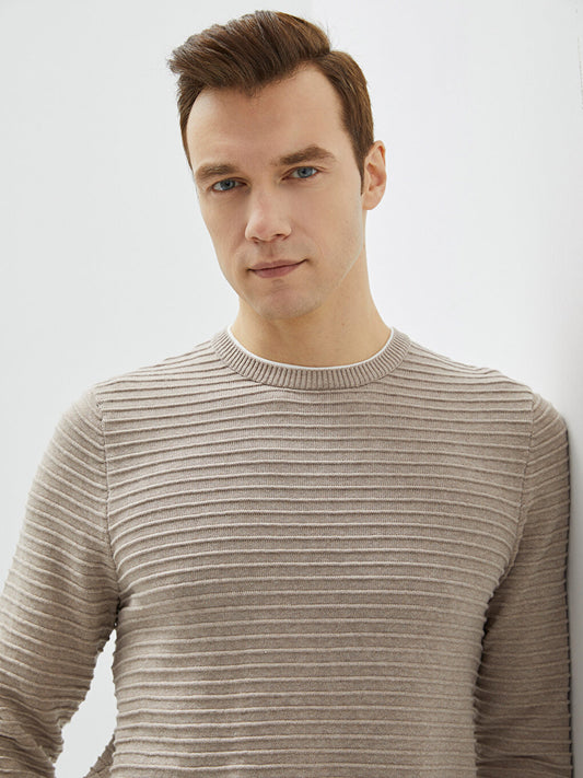 Crew Neck Long Sleeve Men's Knitwear Sweater