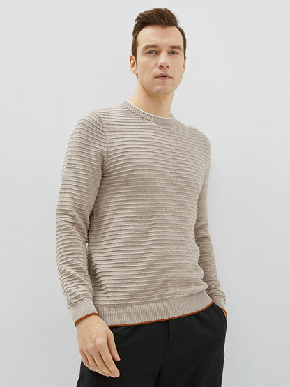 Crew Neck Long Sleeve Men's Knitwear Sweater