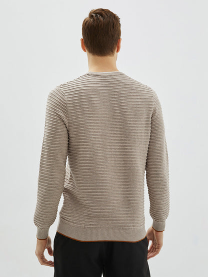 Crew Neck Long Sleeve Men's Knitwear Sweater