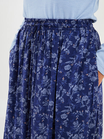 Floral A-Line Belmando Fabric Women's Skirt with Elastic Waist