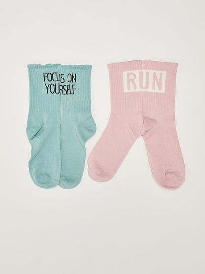 Slogan Printed Cotton Women's Socks Pack of 3