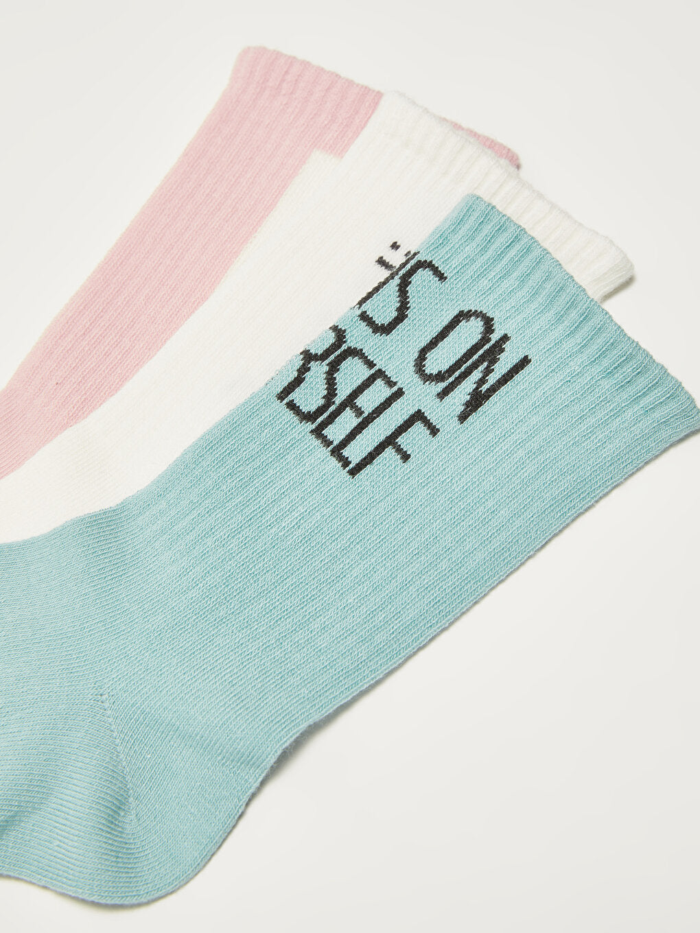 Slogan Printed Cotton Women's Socks Pack of 3