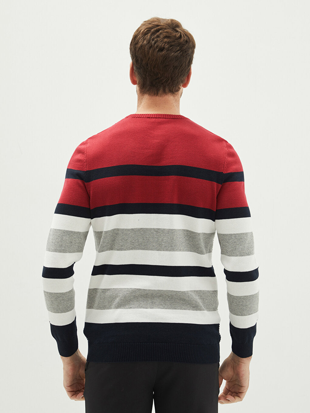 Crew Neck Long Sleeve Color Block Men's Knitwear Sweater