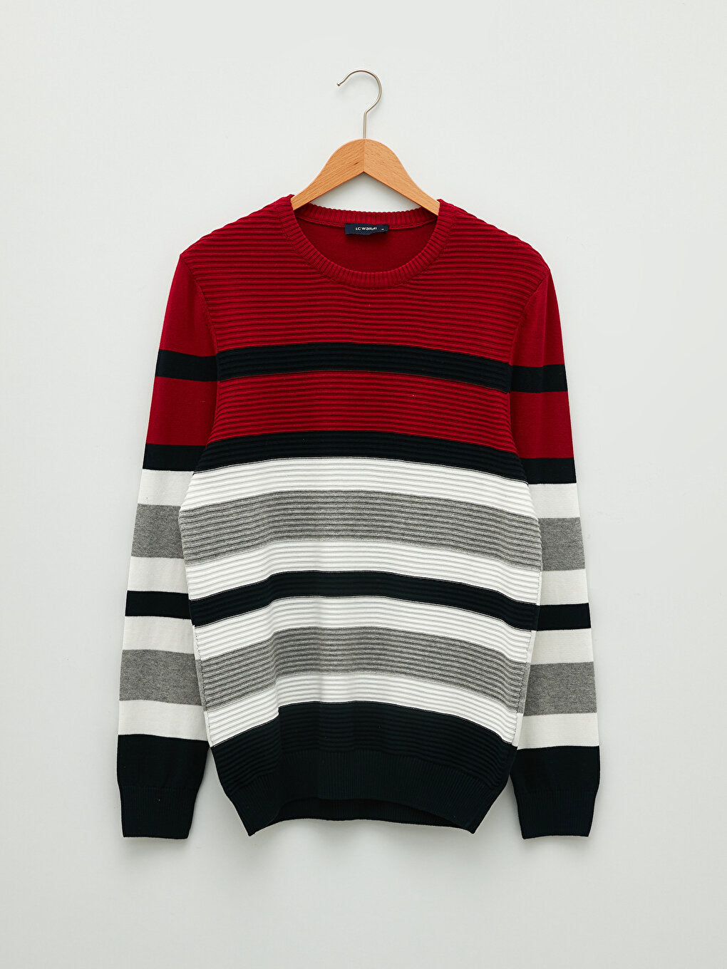 Crew Neck Long Sleeve Color Block Men's Knitwear Sweater