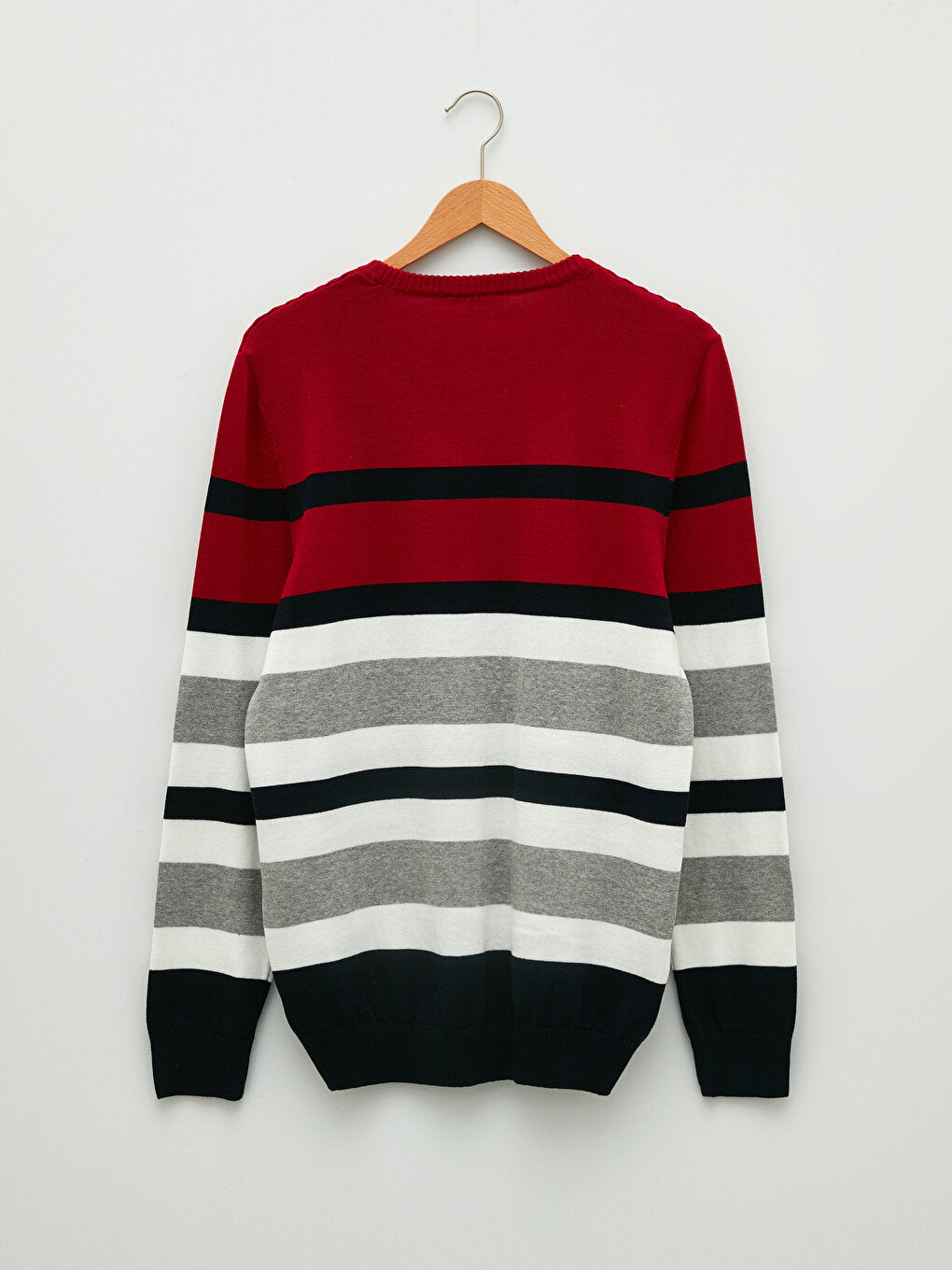 Crew Neck Long Sleeve Color Block Men's Knitwear Sweater