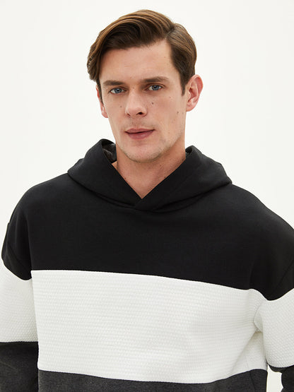 Men's Long Sleeve Color Block Hoodie