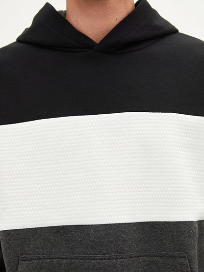 Men's Long Sleeve Color Block Hoodie