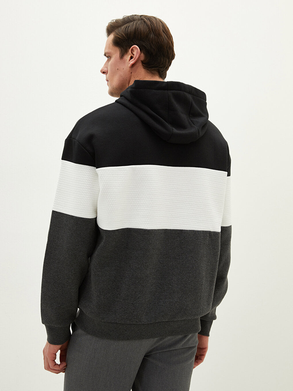 Men's Long Sleeve Color Block Hoodie