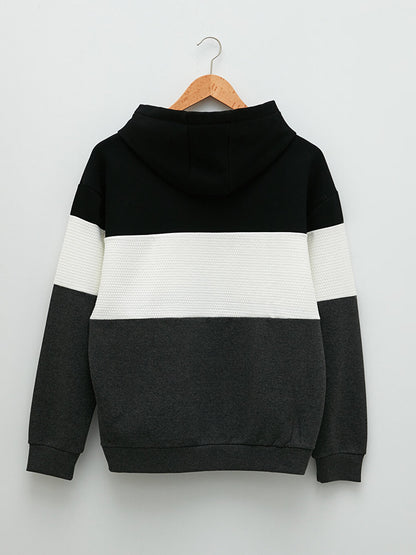 Men's Long Sleeve Color Block Hoodie