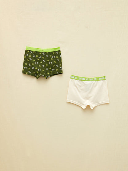 Printed Organic Cotton Boy's Boxer with Elastic Waist, 2-pack