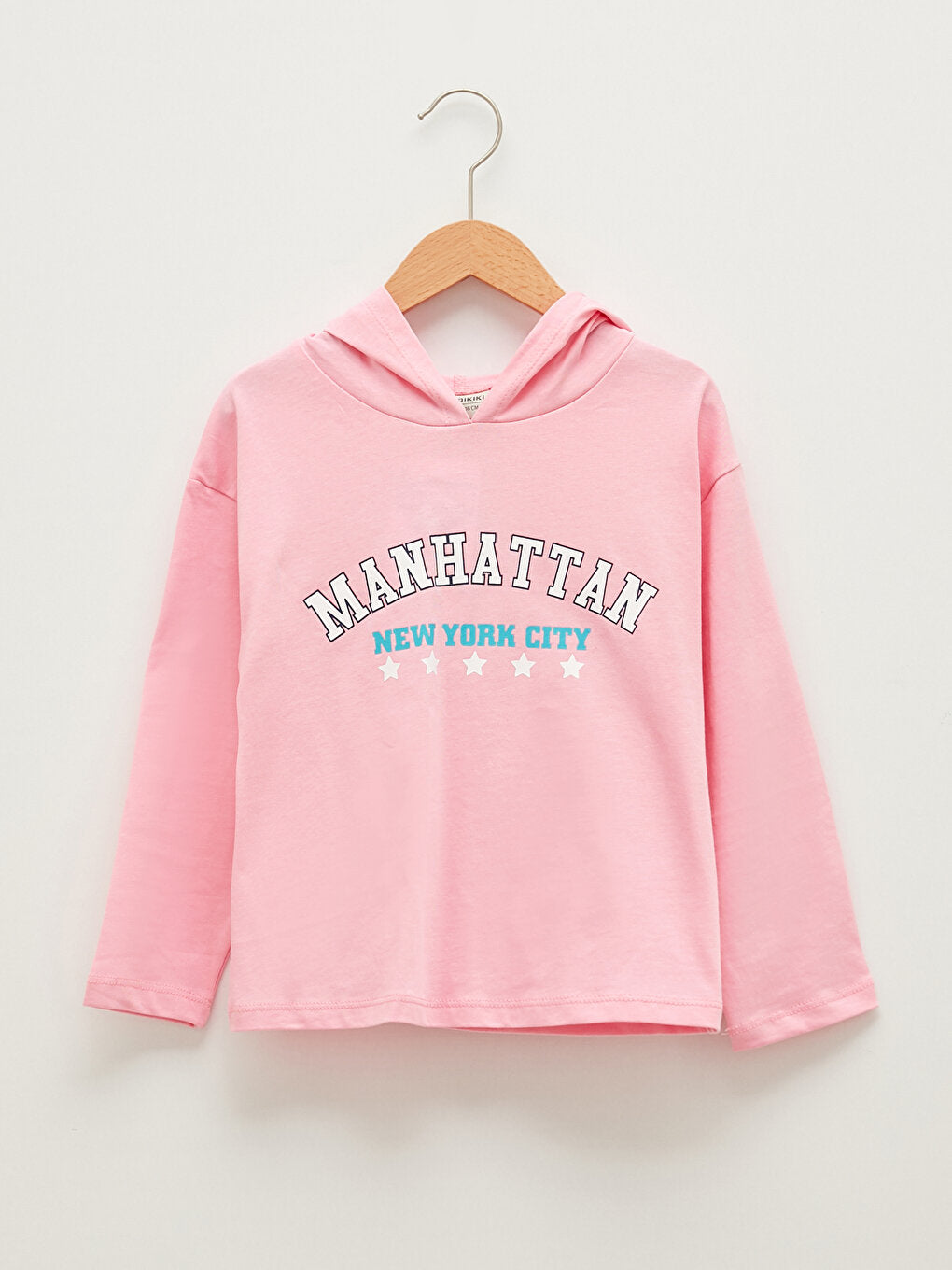 Hooded Printed Long Sleeve Cotton Girls' T-Shirt