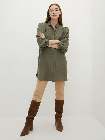 Plain Long Sleeve Women's Shirt Tunic