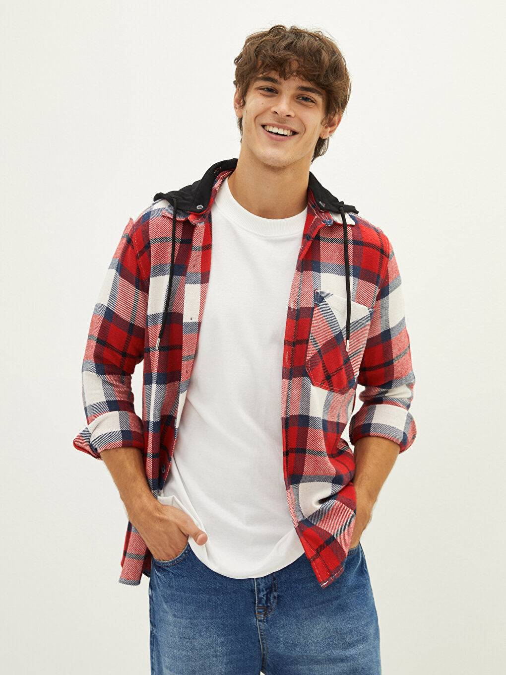 Regular Fit Long Sleeve Plaid Men's Lumberjack Shirt Jacket