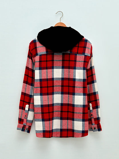 Regular Fit Long Sleeve Plaid Men's Lumberjack Shirt Jacket