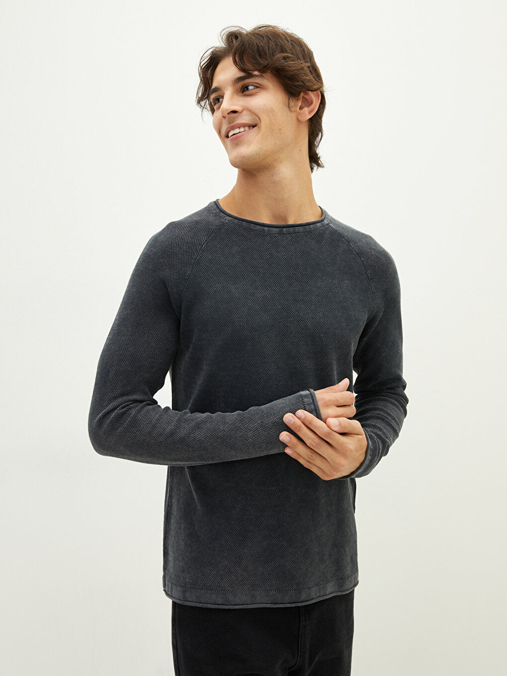 Crew Neck Long Sleeve Thin Men's Knitwear Sweater