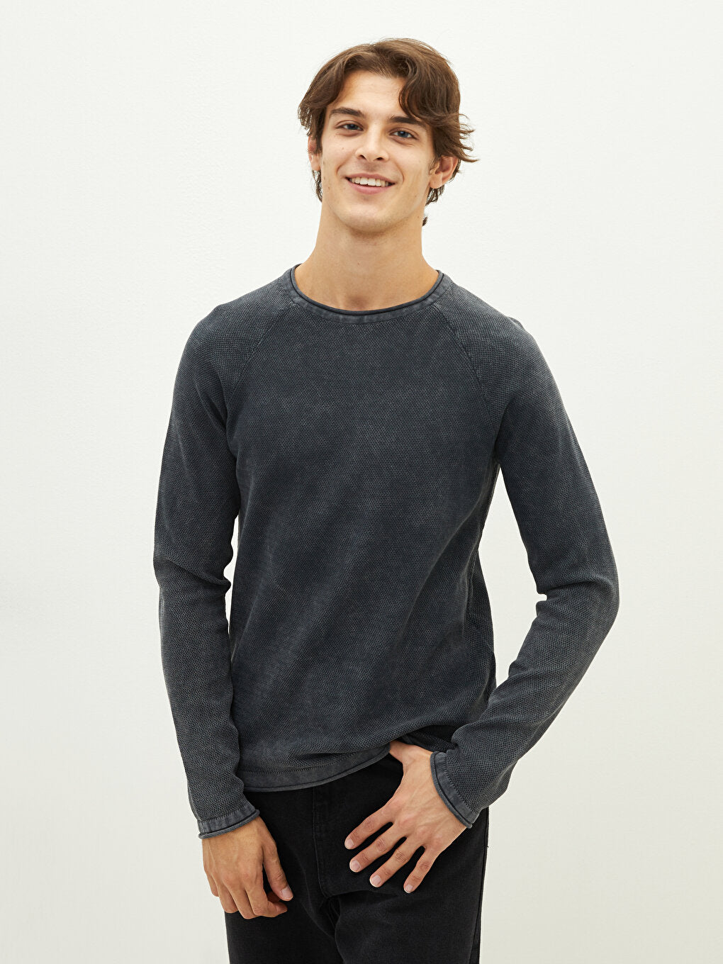 Crew Neck Long Sleeve Thin Men's Knitwear Sweater