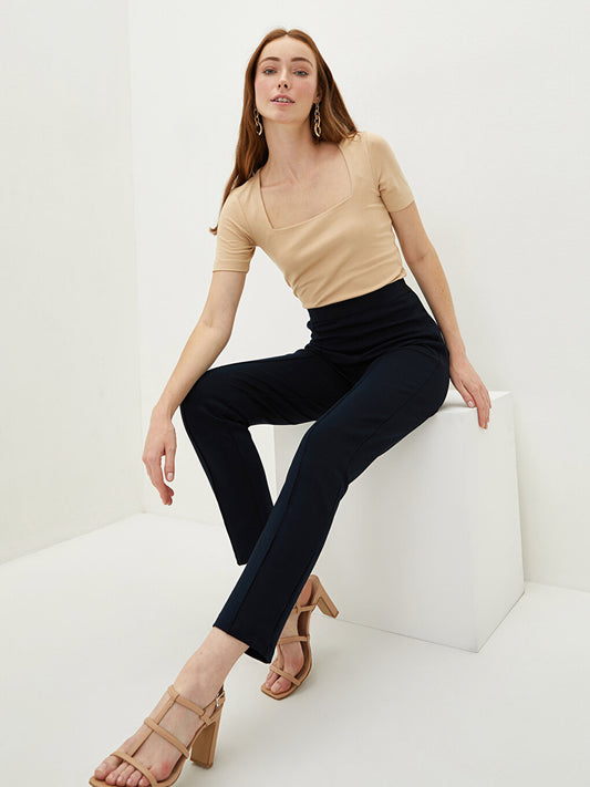 Slim Fit Straight Pocket Detailed Women's Trousers