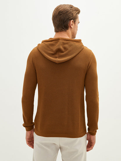 Hooded Long Sleeve Men's Knitwear Sweater