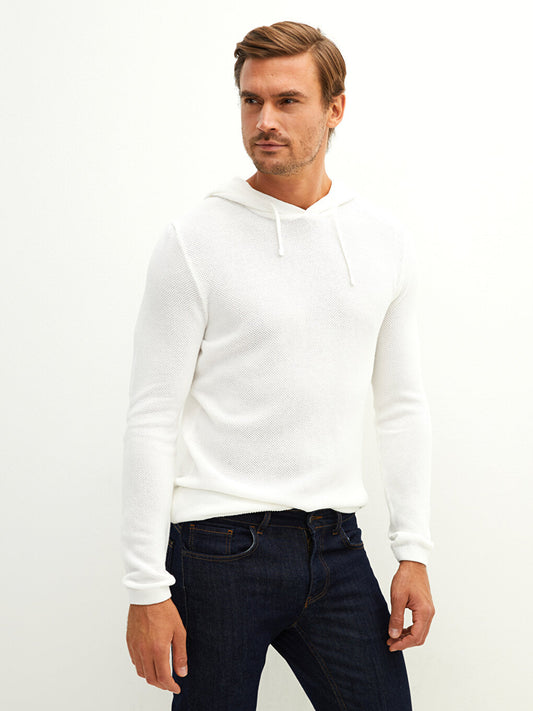 Hooded Long Sleeve Men's Knitwear Sweater