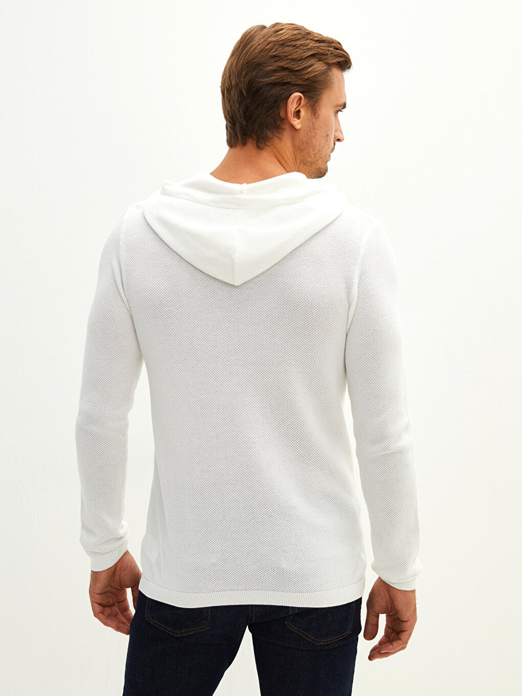 Hooded Long Sleeve Men's Knitwear Sweater