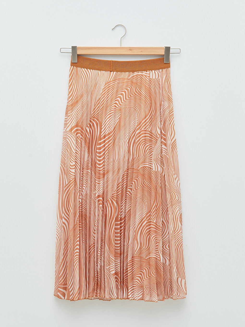 Patterned Chiffon Fabric Women's Pleated Skirt with Elastic Waist