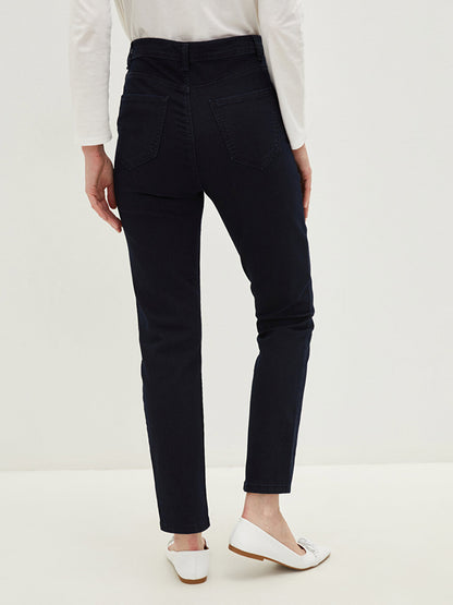 High Waist Skinny Fit Women's Jean Trousers with Pocket Detail