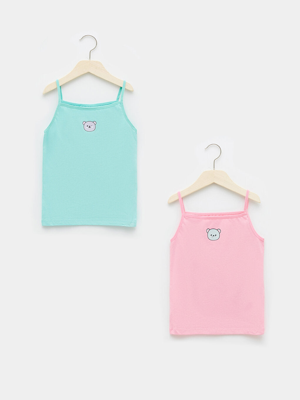 Square Neck Printed Strappy Cotton Girl's Undershirt 2-pack