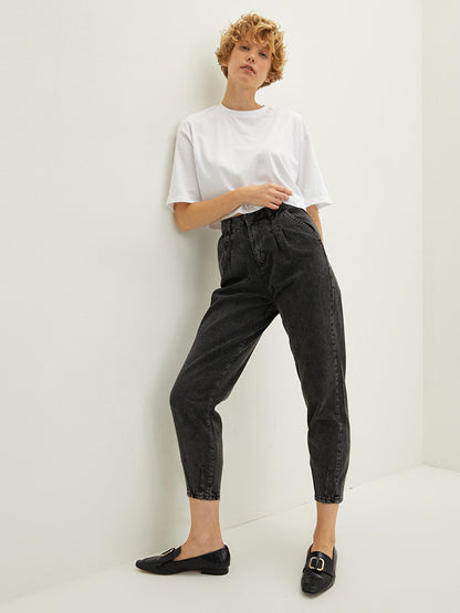 High Waist Slouchy Pocket Detailed Women's Rodeo Jean Trousers