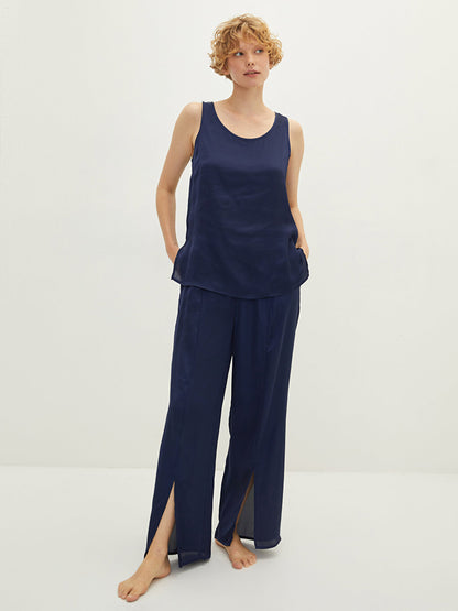 Women's U-Neck Plain Sleeveless Pajama Set